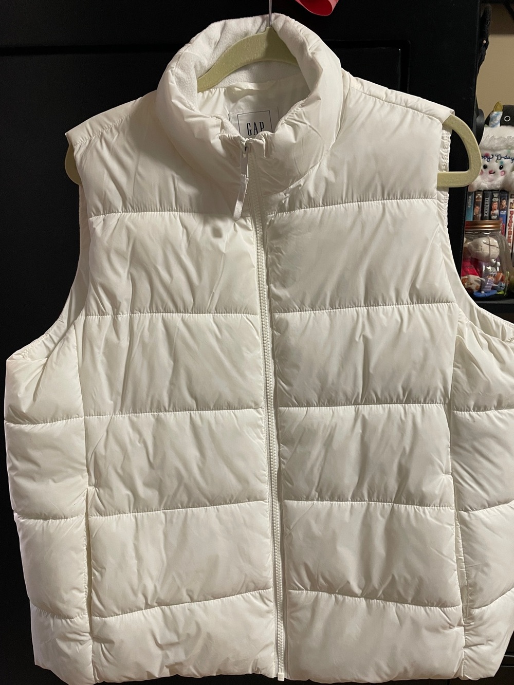 GAP White Quilted Puffer Vest with High Collar